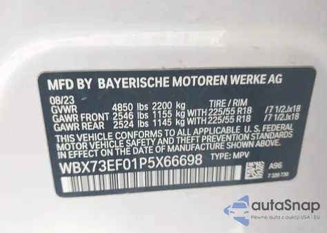 2023 BMW X1 xDrive28I from USA, damaged, VIN WBX73EF01P5X66698